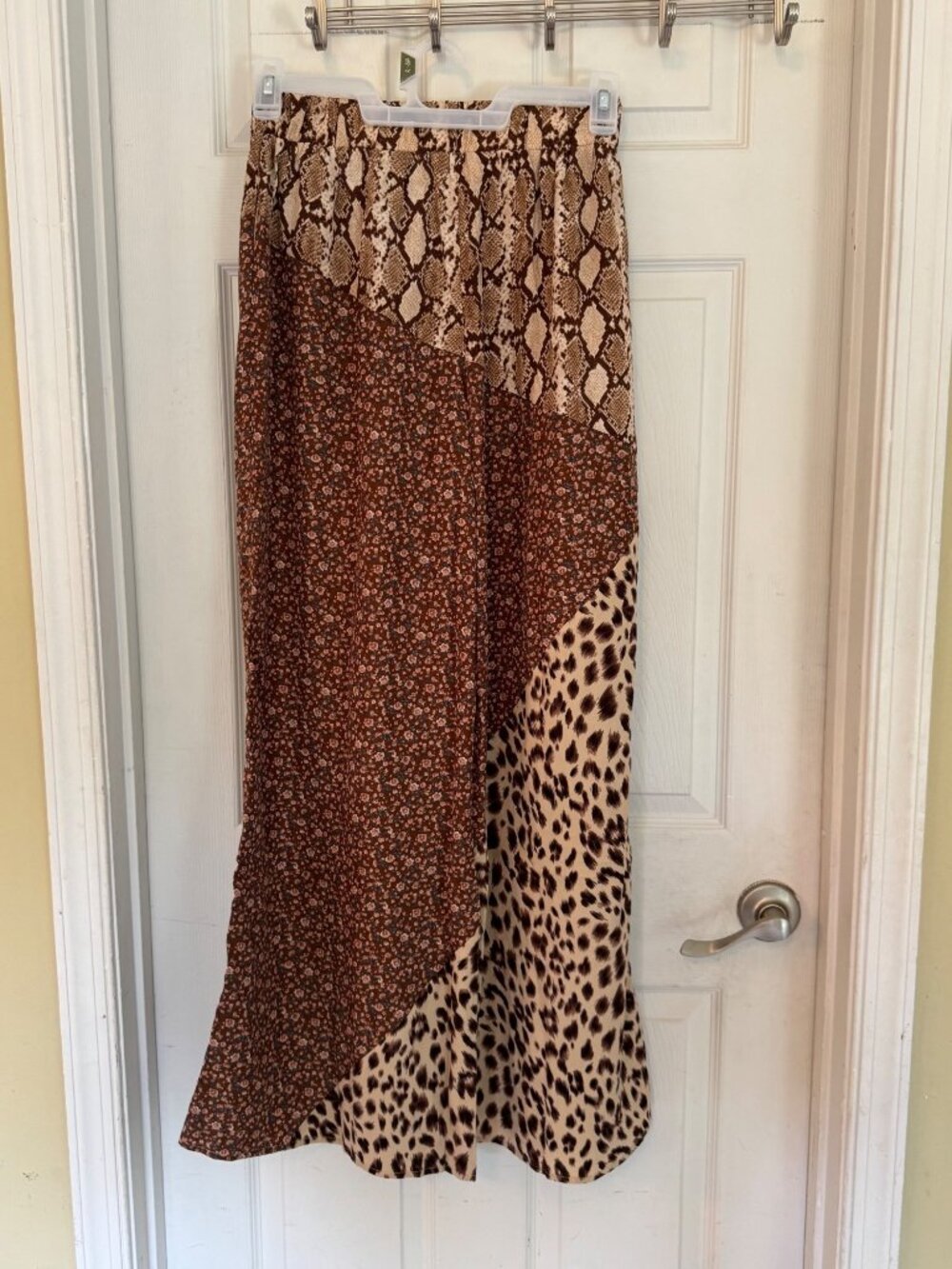 Oddi Patchwork Wide Leg Pants Snakeskin Floral Leopard Prints Pull On Stretchy W - Picture 7 of 11